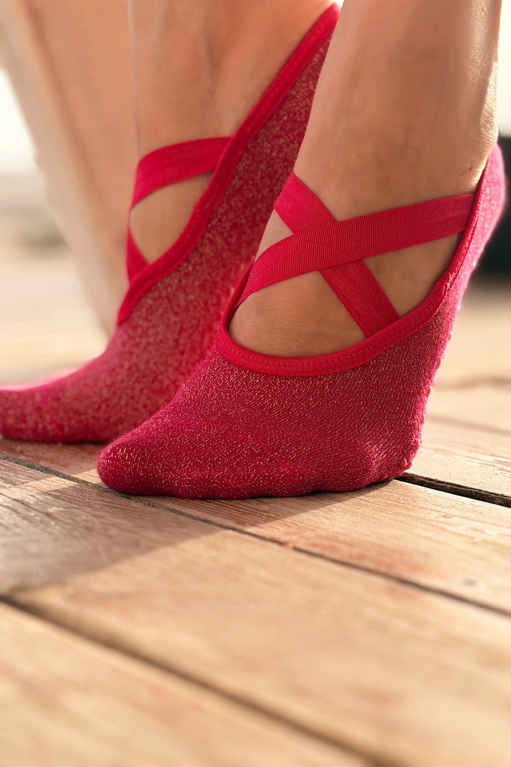 Chaussettes Pailletées Antidérapantes Rose