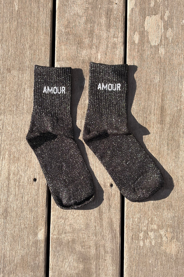 Chaussettes Pailletées Amour Noir