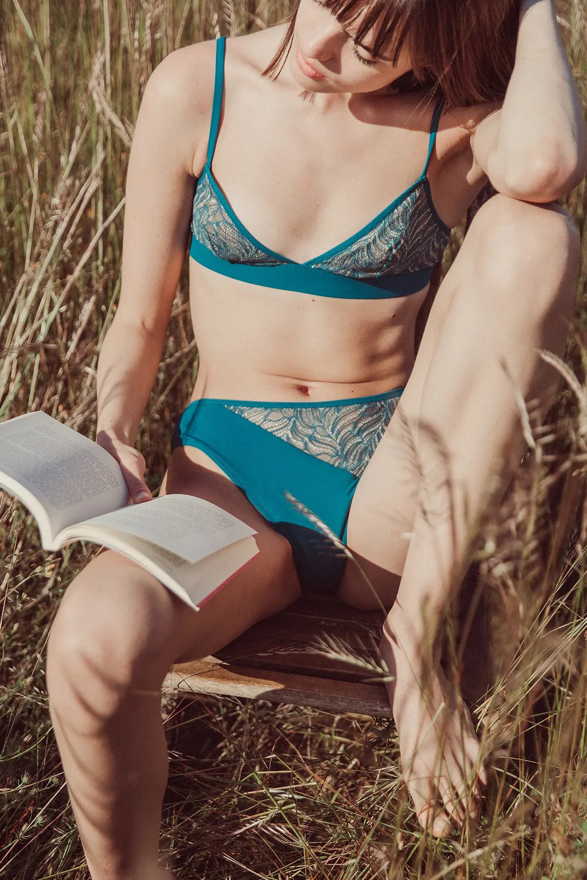 Slip Absolu Mi-Alta Maïa Venise Blu Pavone