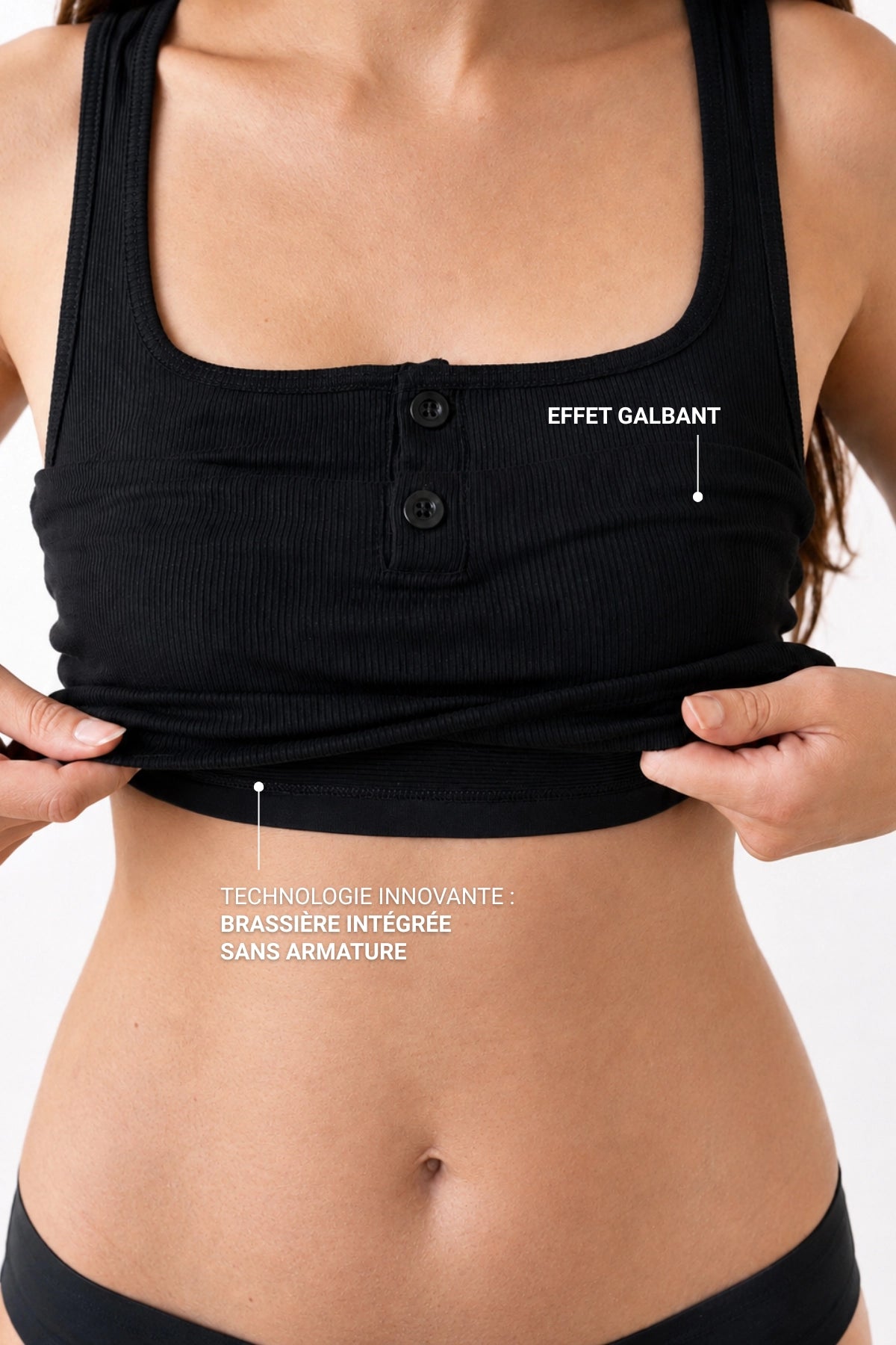 Le Jane Bra Top Débardeur Côtelé Noir