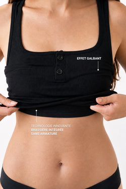 Le Jane Bra Top Débardeur Côtelé Noir