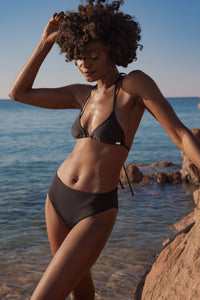 Nérée Black Ribbed Mid-Rise Bikini Brief
